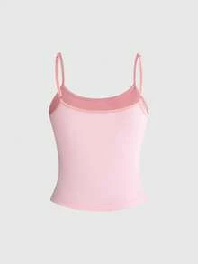 ROMWE Áo hai dây nữ thủ công thêu hoa dâm bụt, bướm và lá, đính cườm, thích hợp cho kỳ nghỉ biển. - Hồng - Xem 5