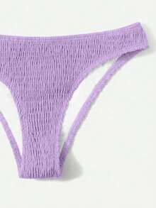 Swim Basics 女士夏季沙滩纯色性感比基尼泳装套装，带钢圈，聚拢比基尼，女士套装，比基尼泳装，比基尼，纯色比基尼 - 紫色 - 查看 3