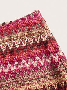 Opulessa Conjunto de 2 piezas de top halter de punto a rayas y falda de cintura baja para vacaciones de primavera y verano para mujeres - Rojo - Ver 9