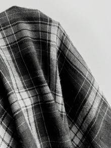 Elamini Đầm ngắn tay nhiều lớp in họa tiết kẻ caro phong cách thường ngày dành cho nữ. - màu đen - Xem 5