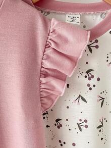 Genkimix Kids Bộ 2 món đồ ngủ và áo mặc nhà tay ngắn, viền bèo cho bé gái, thích hợp cho mùa xuân/hè. - Nhiều màu - Xem 4