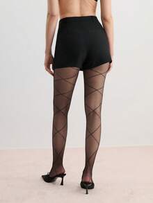 Hourtrue 1 đôi quần tất bó sát lấp lánh họa tiết kẻ caro, thích hợp cho công sở, mặc hàng ngày, làm quà tặng ngày Valentine, hoặc mặc trong các dịp lễ hội. - Nhiều màu - Xem 2