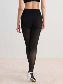 Hourtrue 女士秋冬黑色轻薄柔软修身连裤袜/丝袜，时尚高弹显瘦，适合商务办公、休闲日常穿着，舒适保暖。 - 黑色 - 查看 3