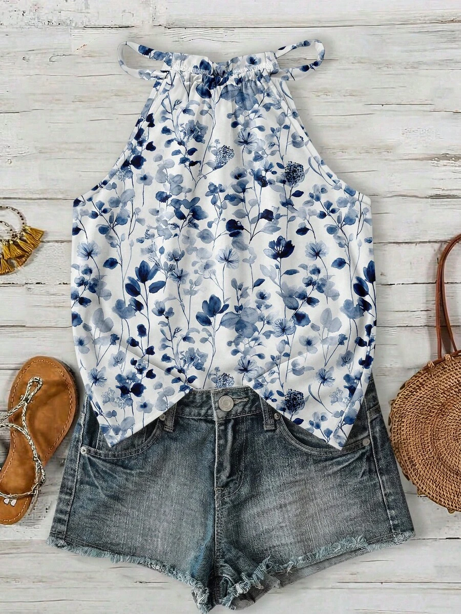 SHEIN LUNE 女士碎花吊带背心，适合春夏穿着 - 彩色 - 查看 1