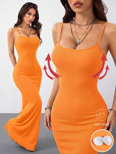 Coolane Trang phục mùa hè cho nữ, phong cách đường phố, đi chơi, thường ngày, cổ điển, Y2K, lễ hội, mặc hàng ngày, hẹn hò, váy dài màu cam, có đệm ngực, váy dài, trang phục đi biển cho nữ, trang phục mùa hè cho nữ.