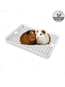 1 pieza de inodoro para mascotas cuadrado de doble capa de PP con salida de drenaje, adecuado para animales pequeños como conejos y cobayas, apto para todas las estaciones. - Multicolor - Ver 5
