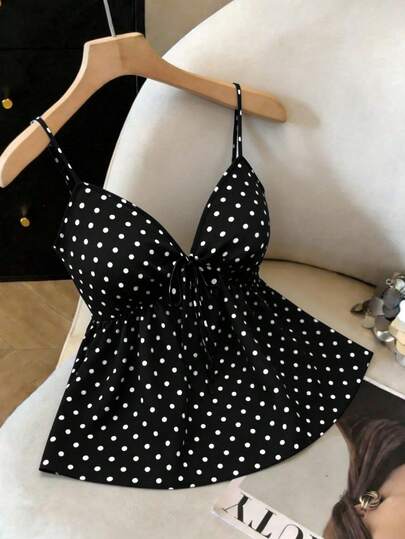GlowEve CURVE Plus Size Women Polka Dot Casual Versatile Date Outing Camisole Top