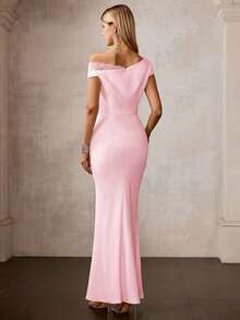 MOTF Soiréza ELEGANT LACE PATCHWORK FORMAL DRESS, SPRING/SUMMER - Baby Pink - View 3