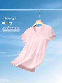 GLOWMODE Áo tập thể dục liền mạch, dáng ôm, tay ngắn, áo thun thể thao tập gym mùa hè - Hồng - Xem 5