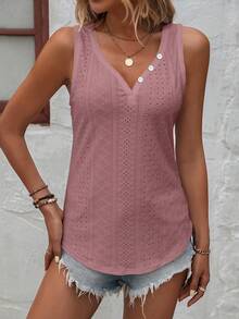 EMERY ROSE Summer Casual Solid Color Tank Top - Dusty Pink - View 4