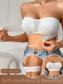 DesireSculpt 1 chiếc áo ngực quây không gọng phối ren cho nữ - trắng - Xem 3