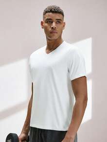 Driftmere Men 100% Cotton Solid V Neck Tee,Breathable/Comfortable/Soft Shirts,Suitable For Fitness, Running, Gym Training Sport Workout - White - View 8