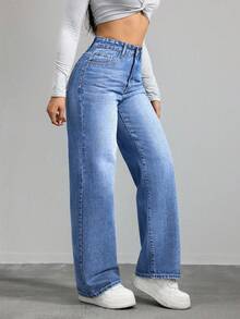Jeanoix Petite Quần jeans ống đứng dáng thường ngày cho nữ, kiểu dáng wash. - Rửa nhẹ - Xem 3