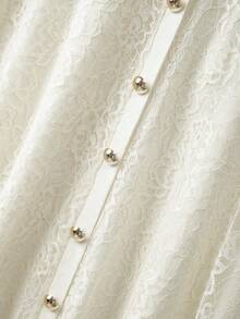 GlowEve CURVE 大码女式蕾丝 A 字裙，优雅通勤简约时尚EleganttSkirtt - 杏色 - 查看 5