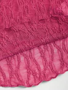 SHEIN Sweetro Cropped Tube Top With Bowknot & Textured Print - Hot Pink - View 4