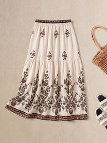 Rusticease Women's Floral Print Minimalist A-Line Skirt - Multicolor - View 2