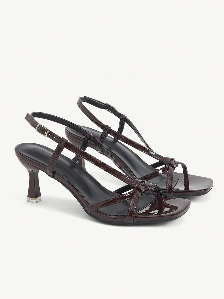 CUCCOO CHICEST Brown Strap Stiletto Square Toe Cross Strap Strap Banquet Ladies High Heel Sandals Wedding Shoes Spring Shoes Bride Shoes