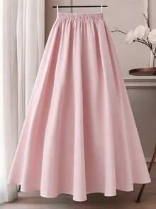 GlowEve CURVE Plus Size Women Knitted Chinese Style Contrast Color Ditsy Floral A-Line Skirt - Pink - View 2
