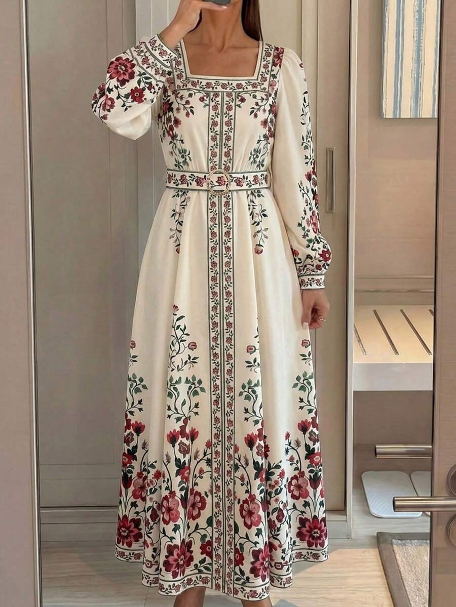 Modelyn 女士优雅通勤印花连衣裙