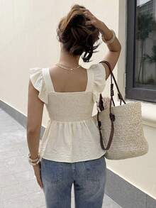 Elyressa Elegant Summer Shirt With Printed Woven Fabric For Women - Apricot - View 2