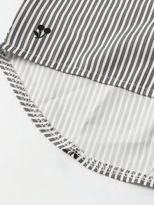 Camisa de uso diario casual y versátil con estampado de cerezas y rayas de verano - Gris - Ver 8