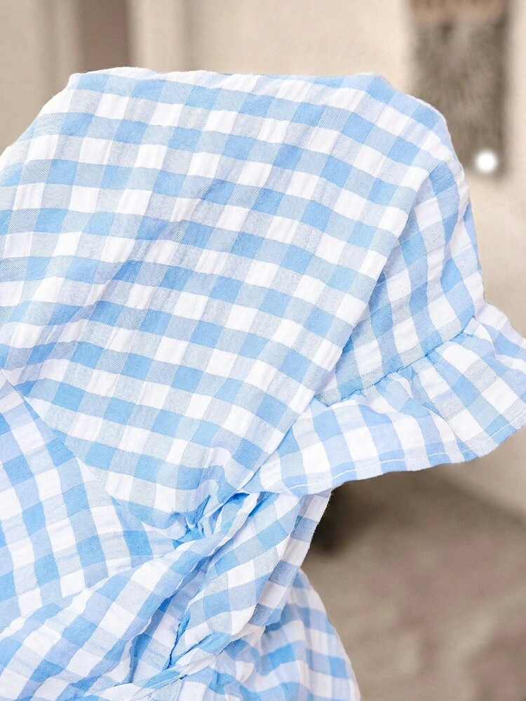 Plus Size Plaid Minimalist Casual Round Neck Short Sleeve Shirt