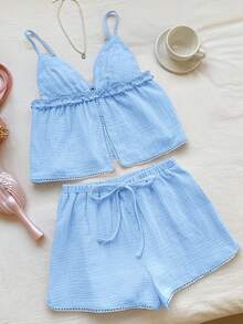 Comfortcana 女士休闲蓝色两件套 - 藍色 - 查看 5