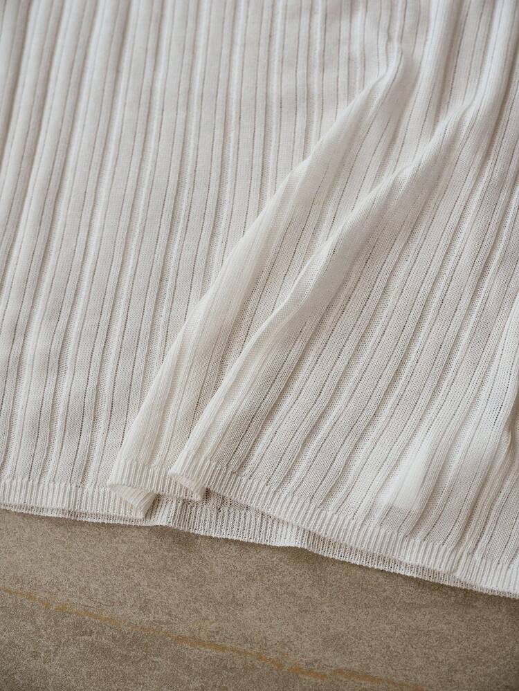 RIBBED HOLLOW TEXTURED KNIT SLEEVELESS KNIT TOP