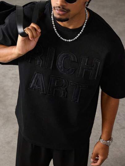 PAVTROS 男士T恤，复古，个性化，度假，男士，派对，Y2K，夏季，节日，新年，搜索。幽默标语刺绣贴花：“富人的艺术”，春夏，Y2K，街头服饰，节日，度假，送给男友的礼物，派对，健身，老钱，外出，复古。