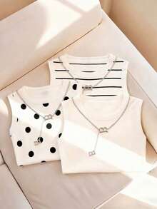 Nuevas llegadas de primavera/verano para mujer, tops de camiseta sin mangas con estampados de rayas, lunares y unicolor, un estilo versátil y ajustado que combina con todo - Multicolor 5 - Ver 4