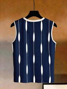 EMERY ROSE Áo tank top không tay kẻ sọc tương phản cỡ lớn dành cho nữ - Nhiều màu - Xem 2