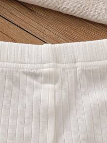 SHEIN Vintaside Kids Bộ 3 quần legging cho bé gái, quần dài màu trơn mùa hè, phong cách đơn giản & ngọt ngào, dáng suông rộng rãi, thích hợp cho các buổi đi chơi thường ngày, giải trí tại nhà, thể thao ngoài trời, tiệc tùng & tụ tập - trắng - Xem 4