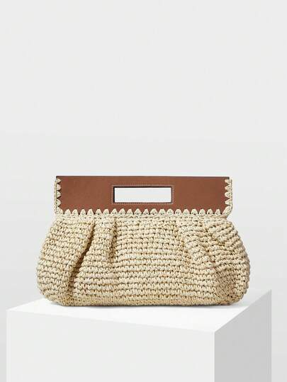 MOTF LADIES HANDBAG, FASHIONABLE SPLICING STRAW BAG, VERSATILE FOR LEISURE AND VACATION