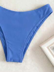 Oceva Set Pakaian Renang Bikini Seksi Wanita Musim Panas Warna Polos Model Halter dengan Cup Keras - Baby Blue - View 3