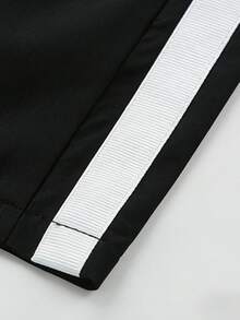 Surfspeed 男士撞色弹力腰抽绳宽松休闲沙滩短裤，夏季 - 黑色 - 查看 10