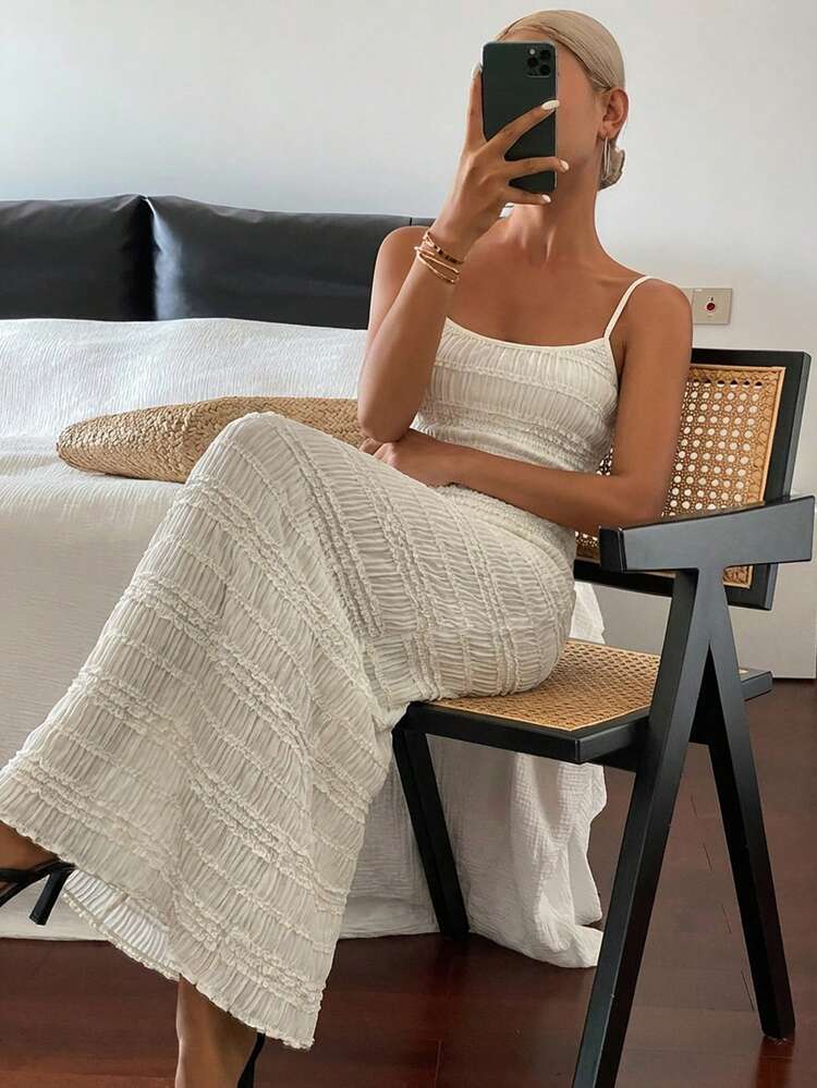 New Summer Solid Color Beach Vacation Casual Long Dress For Women