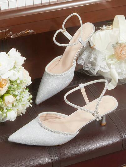 CUCCOO HITCHD Women's Elegant High-Heeled Shoes, Silver Flash Gradual Change Sequined High Heels, Pointed Heel Version, Rhinestone Cross-Strap, Stiletto-Heeled Women's Shoes, Weddings, Dinners/Parties/Dates Shiny Eye-Catching Items