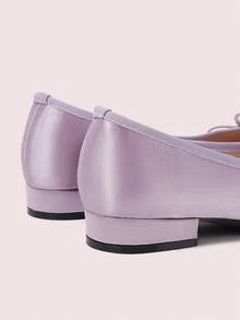 CUCCOO DOLLMOD Women Shoes Bow Buckle Square Toe Comfortable Sweet Satin Light Pink Shoes Daily Commuter Summer Shoes - Purple - View 5