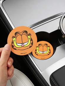 GARFIELD | SHEIN 2件套PU皮革汽车杯架垫，防震，通用，时尚汽车杯架垫，可放置于汽车杯架中，适用于汽车和家庭办公室，猫咪图案 - A - 查看 3