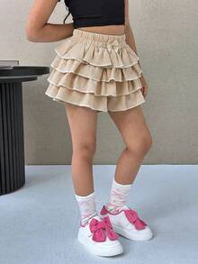 Maija Kids Maija Kids 女童纯色休闲短裤 - 杏色 - 查看 4
