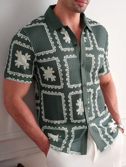 Core Aspect 男士复古风休闲短袖衬衫