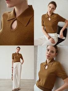 MOTF PREMIUM Top de punto con corte slim fit - Camel - Ver 7