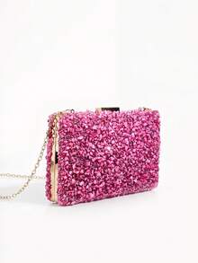 SHECARRY 女士手拿包、晚宴包、斜挎包，绿色亚克力鹅卵石，时尚、优雅、简约、个性化、百搭，适合海滩、度假、假日、夏季、海边、沙滩派对 - 淺粉色 - 查看 3