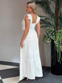 Bethéva 女士浪漫优雅方领短袖上衣半裙套装，夏季 - 杏色 - 查看 2