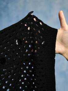 ROMWE MEN Áo vest nam cổ tròn đính sequin khoét lỗ - màu đen - Xem 8