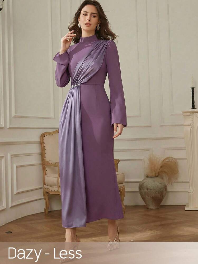 Spring & Summer Colorblock Design Elegant Midi Dress, Fitted Waist, Suitable For Valentine's Day, Wedding, Party, Commute