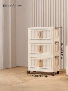 1PC Multi-Layer Plastic Detachable Folding Stackable No-Installation Required Closet Organizer Portable Wardrobe Grey Storage Cabinet Suitable For Living Room Bedroom Kitchen Space-Saving Multi-Functional Home Organizing Rack - Multicolor - View 12