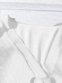 SHEIN LUNE Áo sơ mi nữ kiểu dáng tối giản, chất liệu 100% cotton, thích hợp mặc mùa hè. - trắng - Xem 4