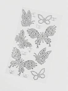 ROMWE Kawaii 1 bộ sticker hình nơ ren, trái tim, ngôi sao, nơ, kim cương lấp lánh và đá trang trí mặt. - Ảo ảnh - Xem 3