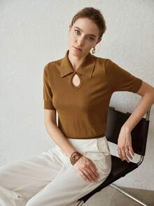 MOTF PREMIUM Top de punto con corte slim fit - Camel - Ver 6